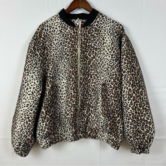 NWT Anthropologie Leopard Print Full Zip  Bomber Jacket SZ  XL - Picture 5 of 15